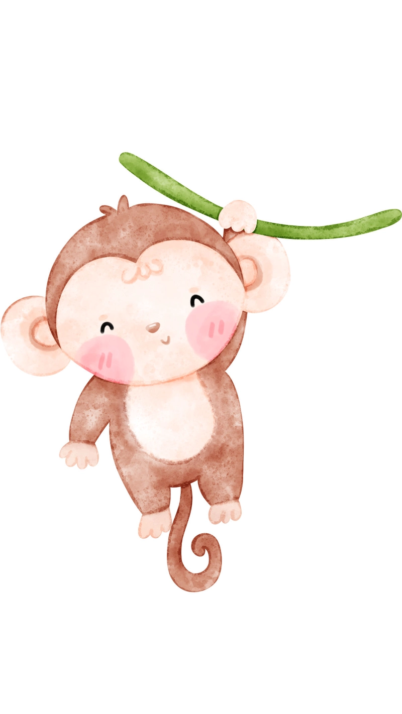 tranh vẽ khỉ con dễ thương đu cây