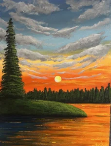 tranh vẽ mặt trời sơn dầu