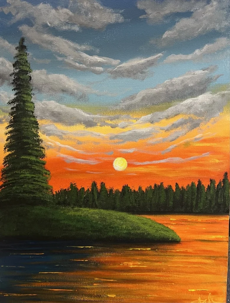 tranh vẽ mặt trời sơn dầu