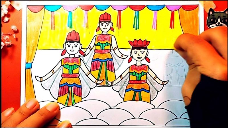 tranh vẽ múa rối nước 