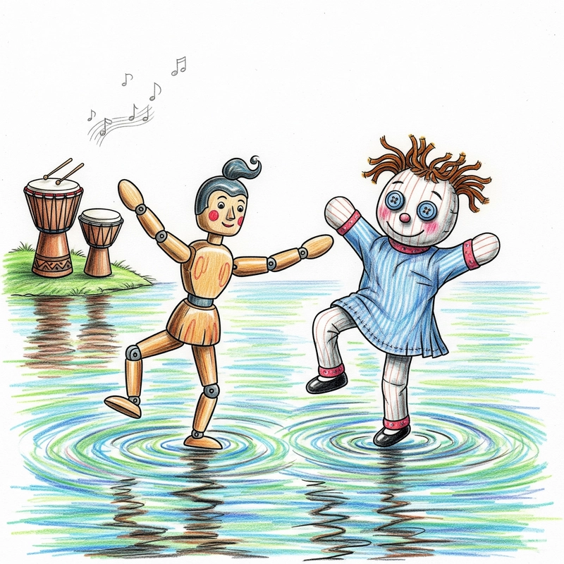 tranh vẽ chủ đề rối nước 
