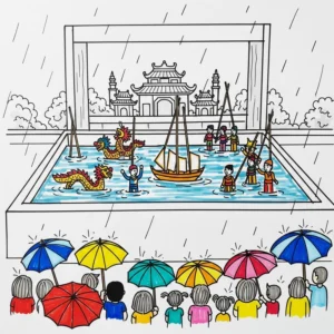 vẽ tay múa rối nước