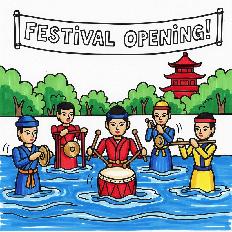 vẽ múa rối nước đơn giản 
