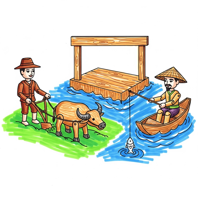 hình ảnh múa rối nước vẽ tay 