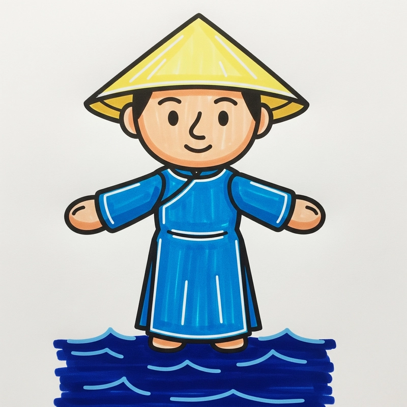 vẽ tranh rối nước truyền thống 