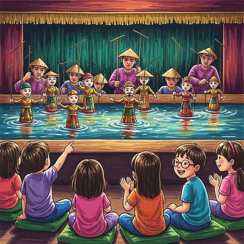 tranh rối nước đẹp 