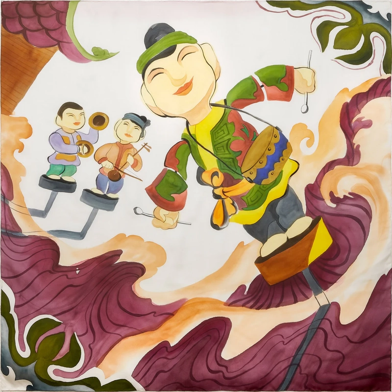 tranh vẽ đơn giản múa rối nước 