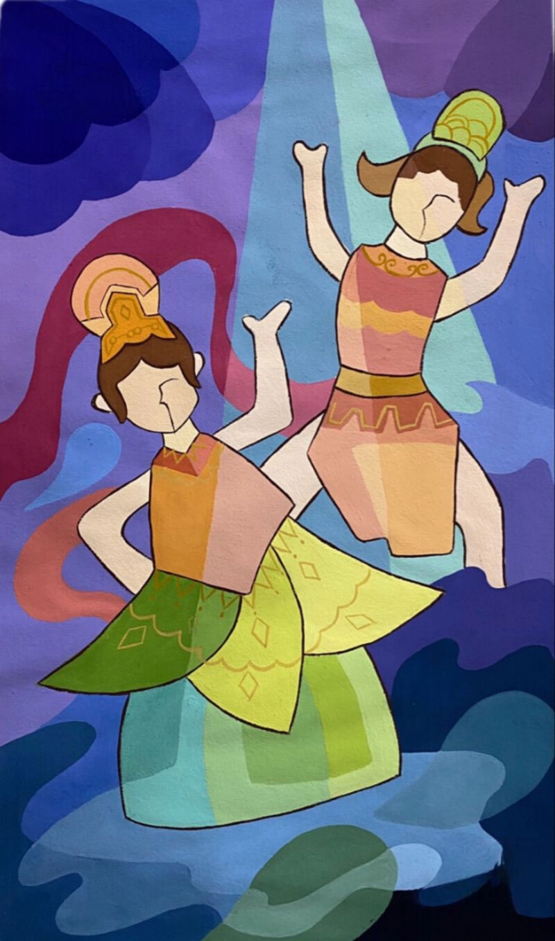 tranh dân gian múa rối nước 