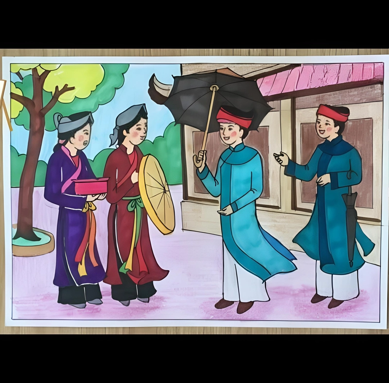 tranh vẽ quan họ bắc ninh 1