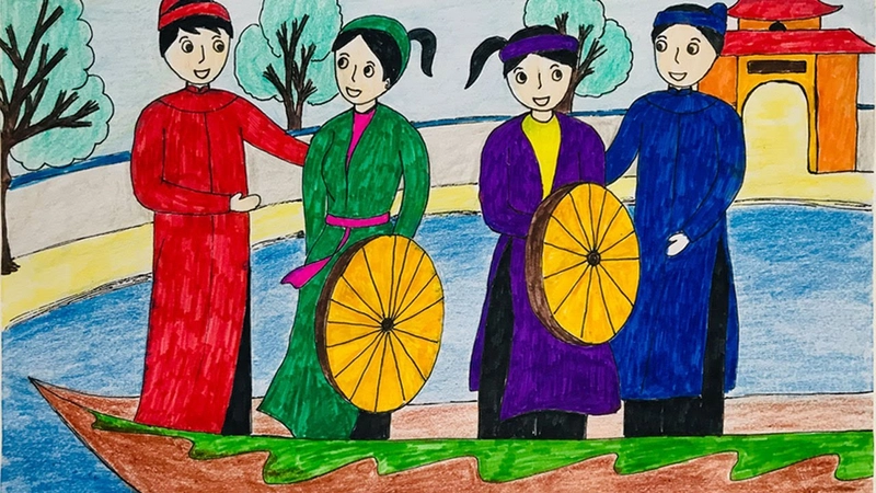tranh vẽ quan họ bắc ninh 9