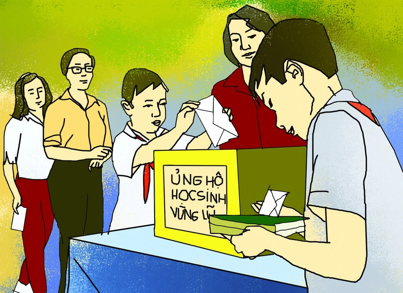 tranh vẽ quyên góp sách vở