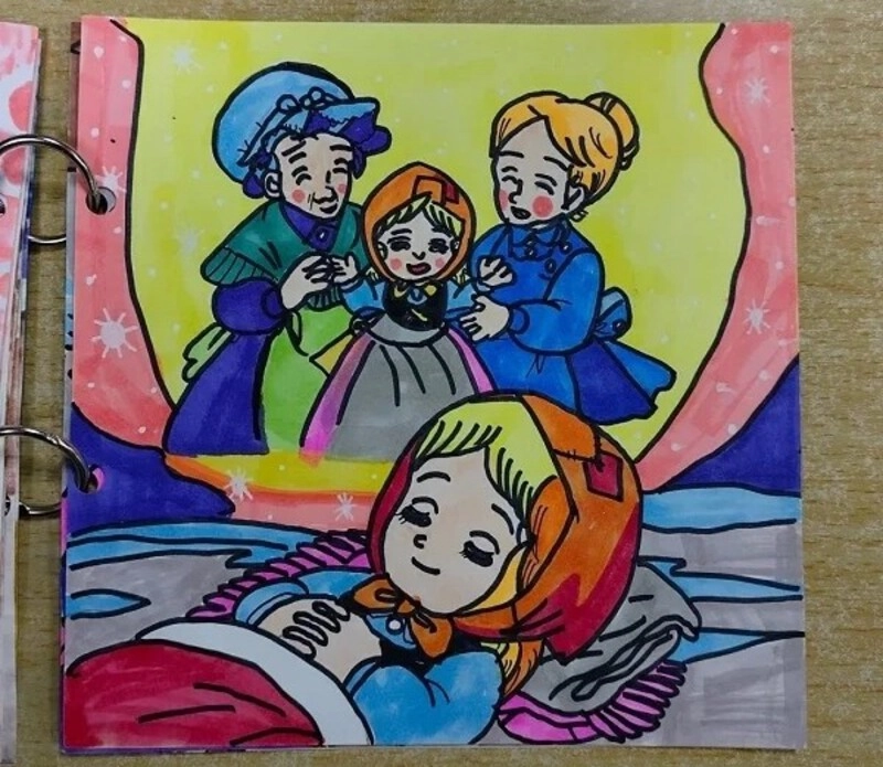tranh vẽ tay cô bé bán diêm