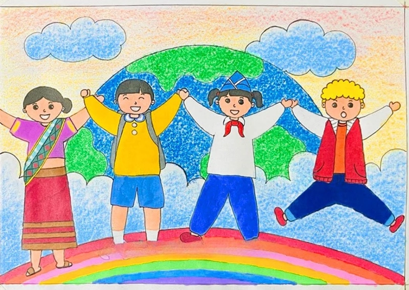 tranh vẽ trẻ em và trái đất hòa bình