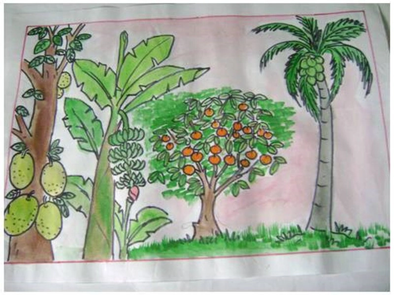 tranh vườn cây ăn quả cho bé 