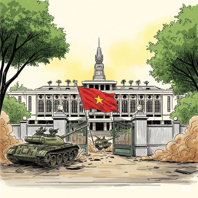 xe tăng tiến vào dinh độc lập 