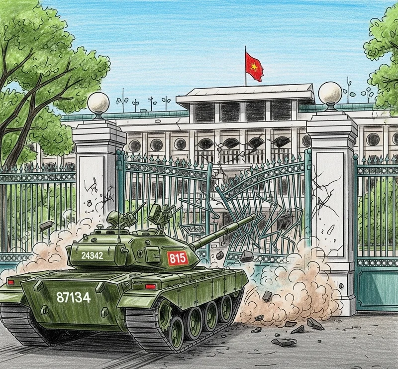 tranh vẽ giải phóng dinh độc lập 