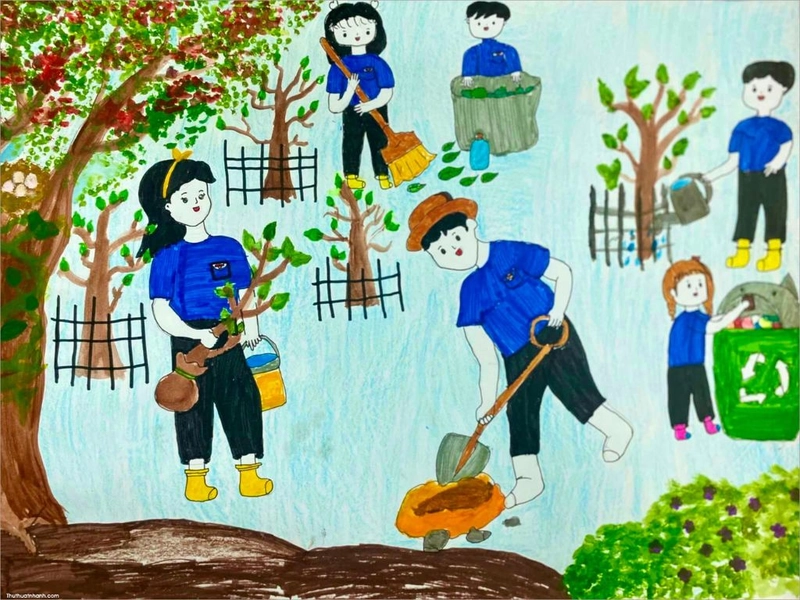 tranh ý tưởng trẻ thơ lớp 4 giấy A4 dễ vẽ