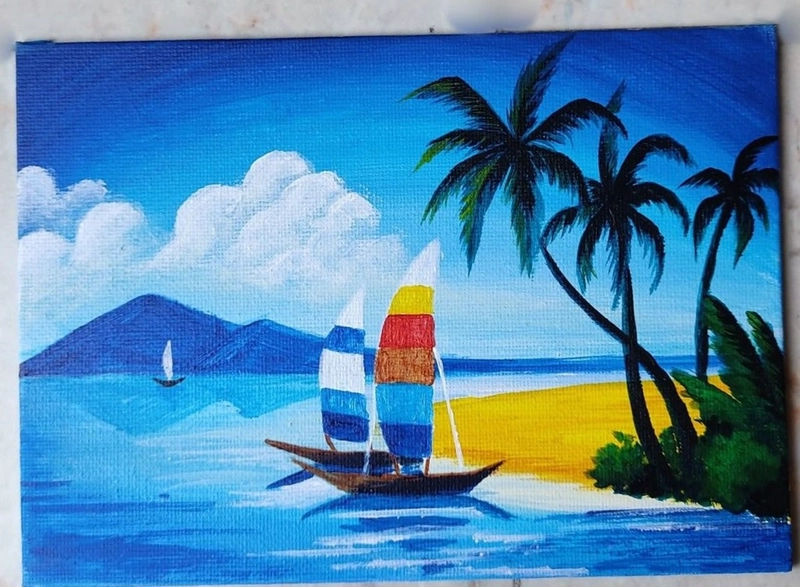 vẽ bức tranh phong cảnh biển mùa hè