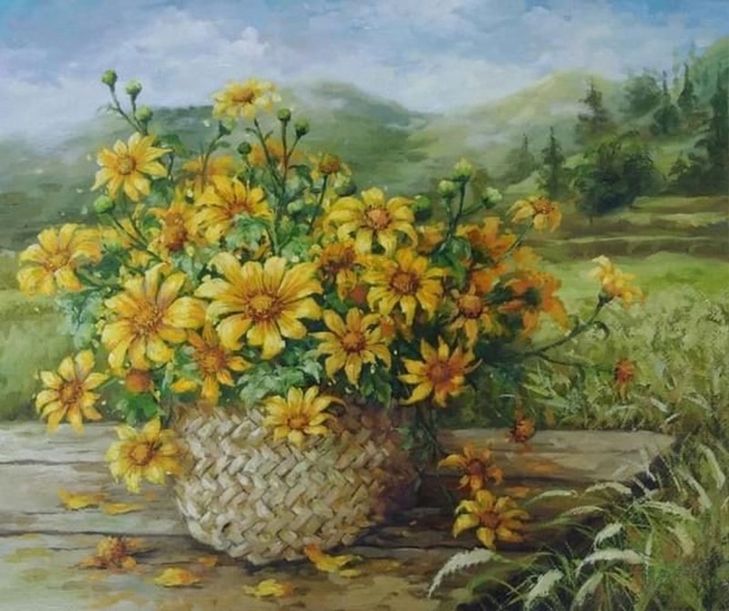 vẽ hoa cúc họa mi tinh tế