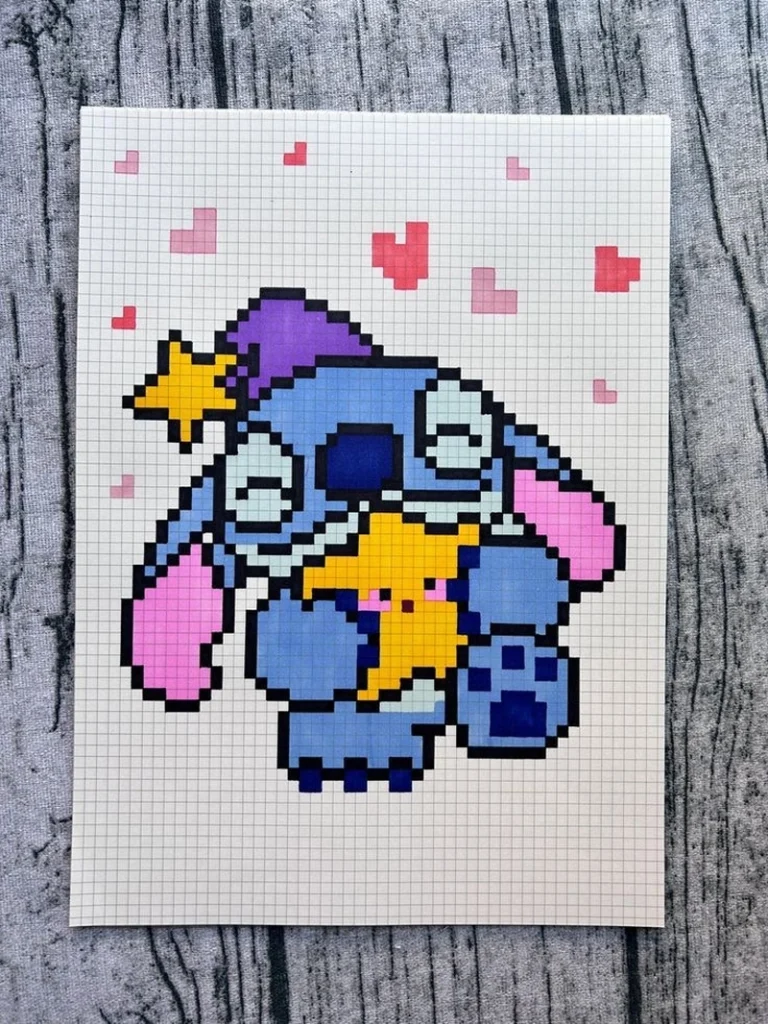 vẽ tranh bằng ô vuông con vật cute