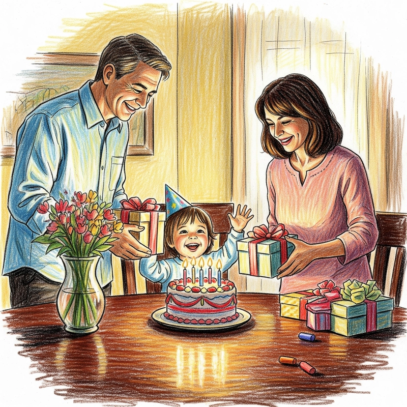 tranh vẽ bánh sinh nhật cute 