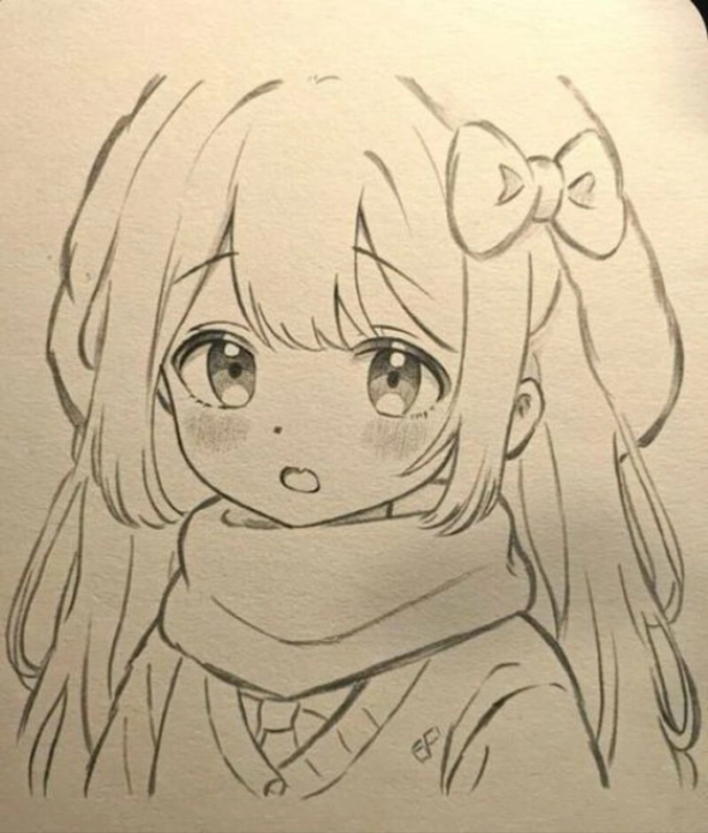 vẽ tranh cute anime dễ vẽ