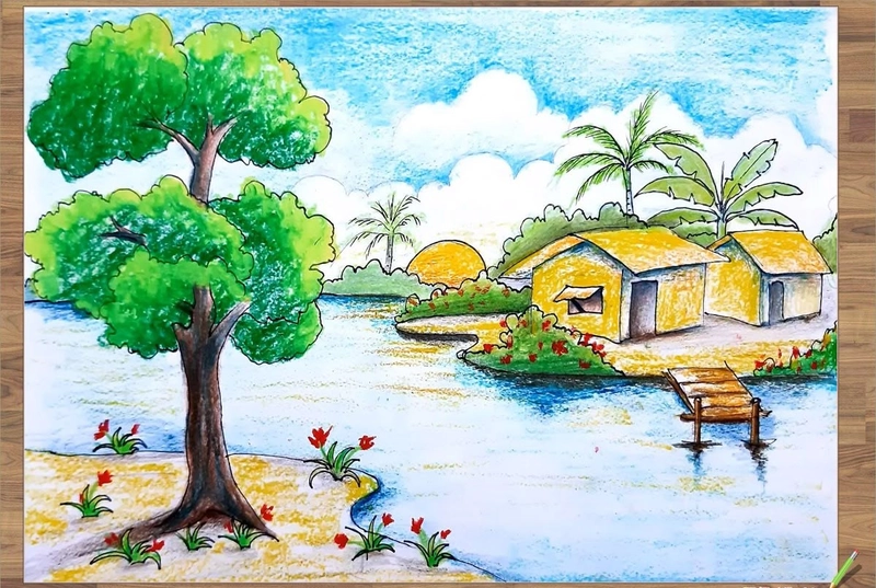 vẽ tranh đề tài tự do đơn giản
