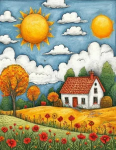 tranh vẽ đề tài tự do lớp 8 đơn giản mà đẹp