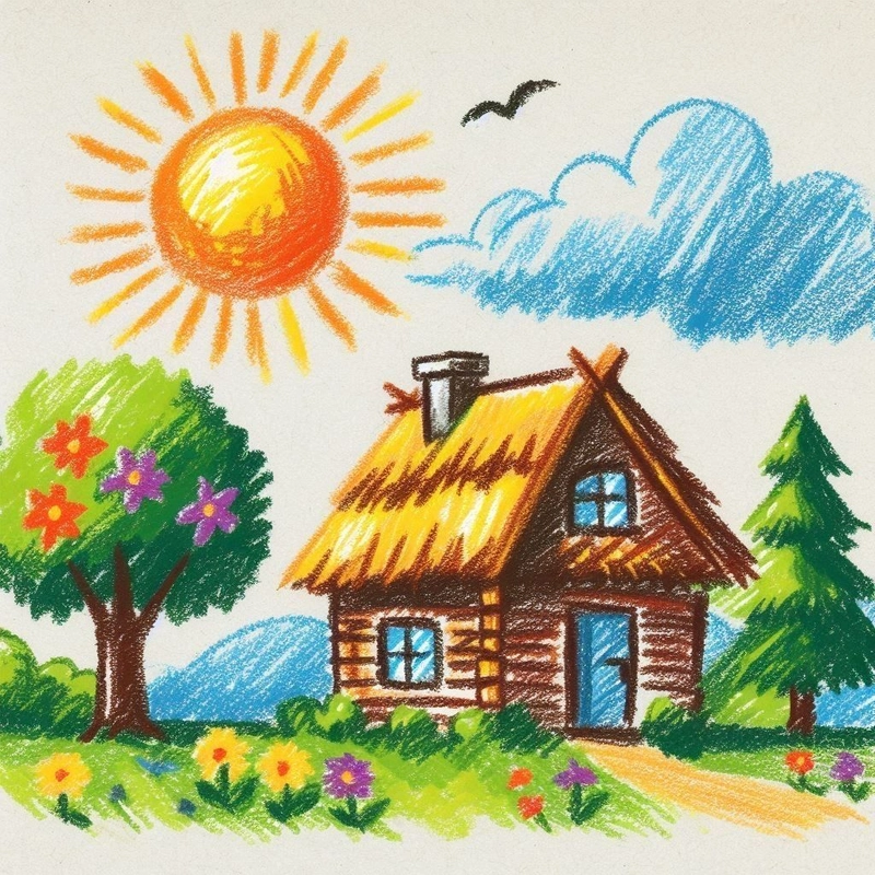 mẫu vẽ tranh đề tài tự do đơn giản, nhanh gọn 