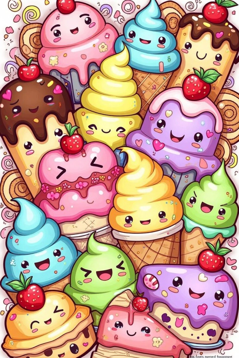 vẽ tranh cute đồ ăn phong cách dễ thương 