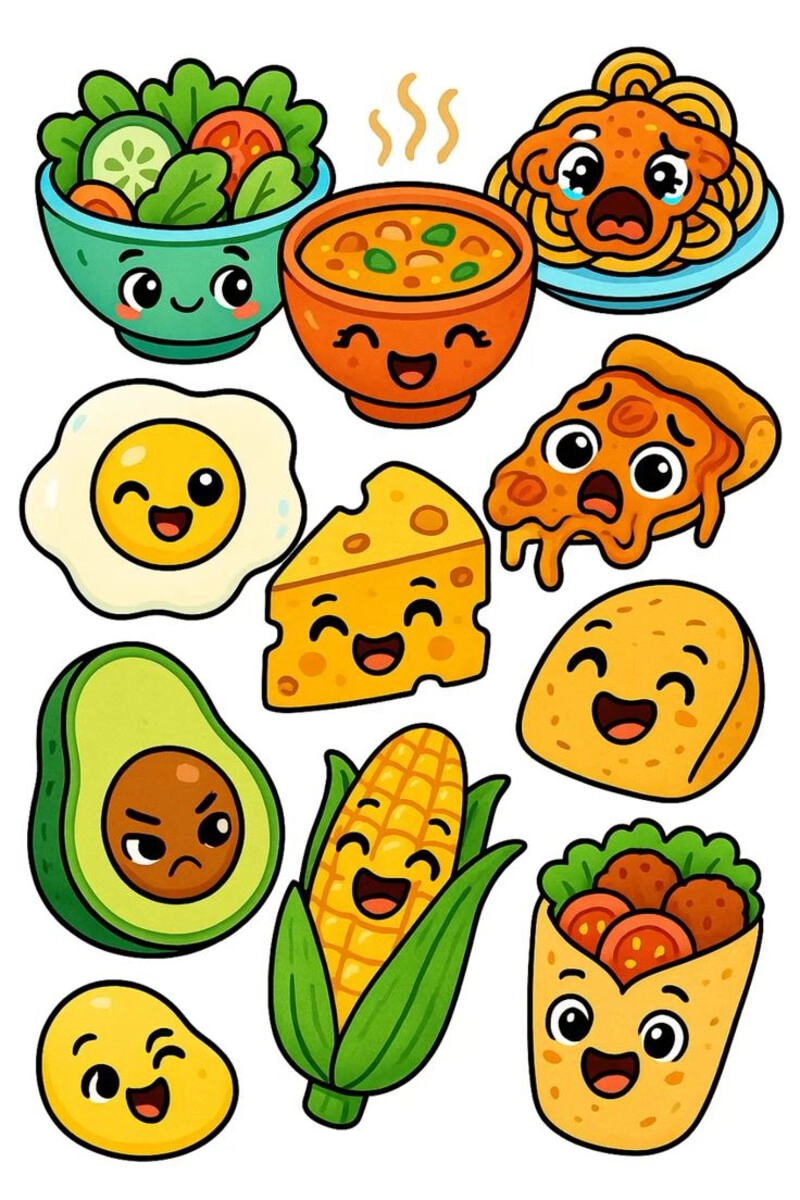 vẽ tranh cute đồ ăn cho người mới 
