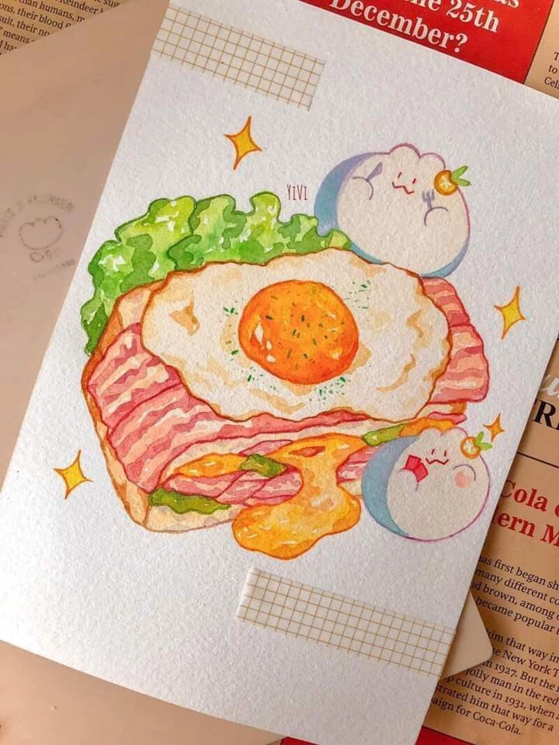 vẽ tranh cute về đồ ăn thức uống 