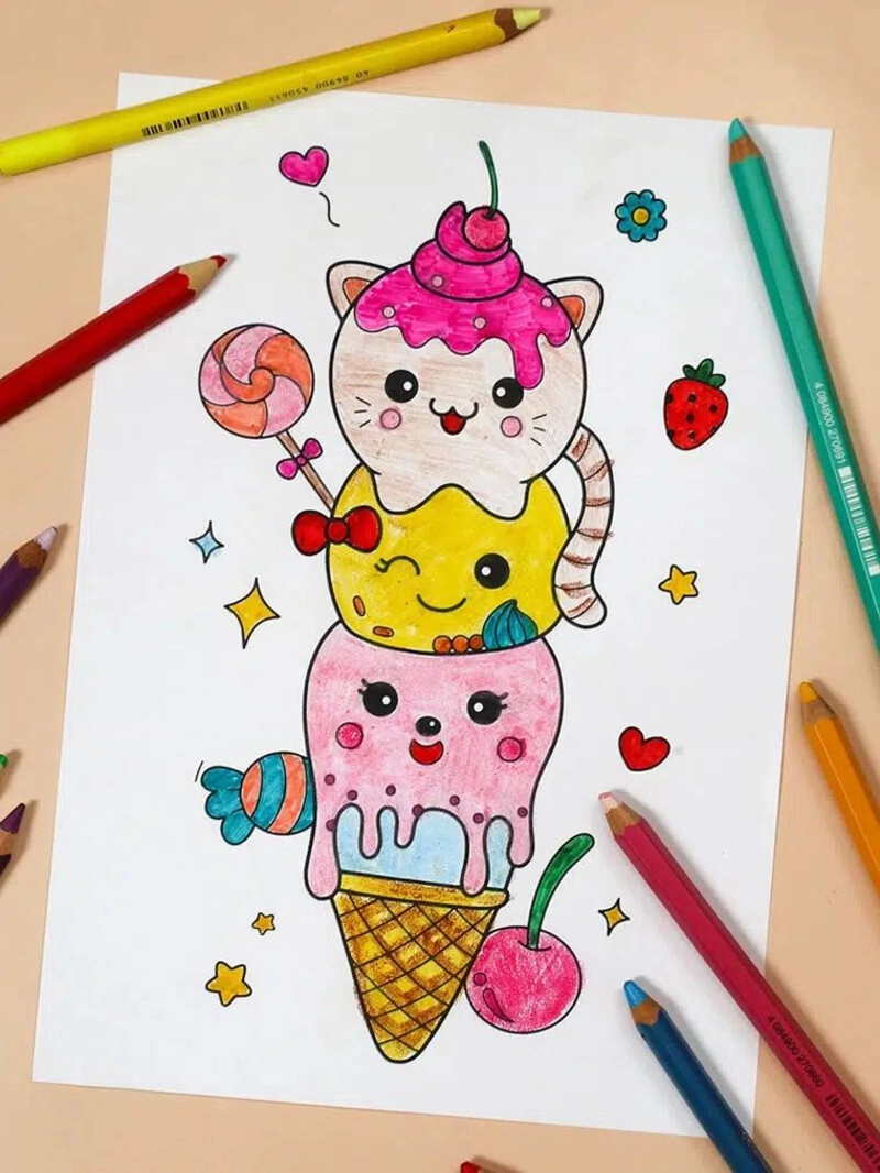 vẽ tranh đồ ăn cute đơn giản đẹp 