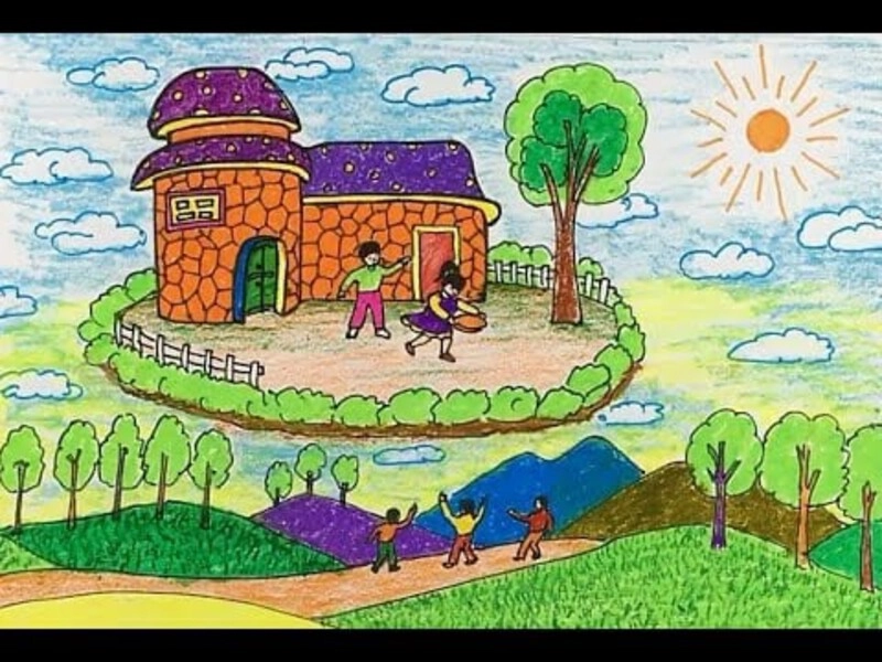 vẽ tranh đô thị xanh hạnh phúc 