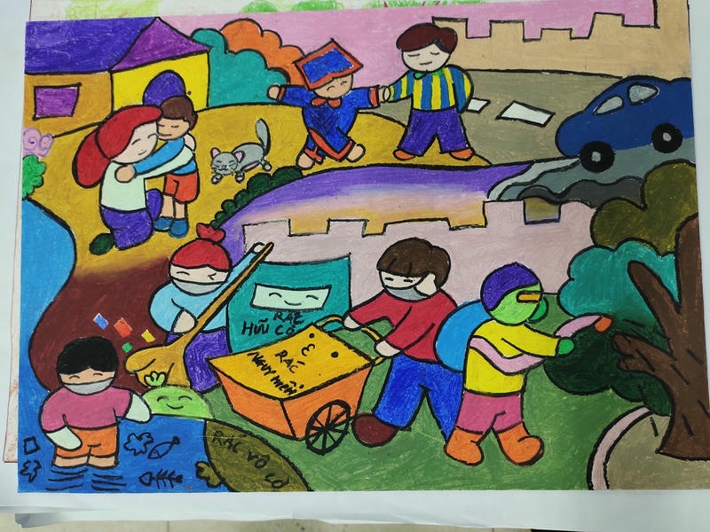 vẽ tranh hoạt động thiện nguyện vì xã hội