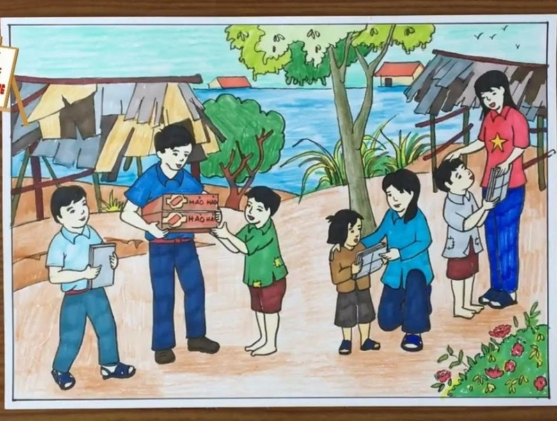 vẽ tranh hoạt động thiện nguyện