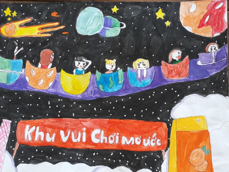vẽ tranh khu vui chơi của chúng em đẹp 