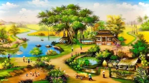 vẽ tranh làng quê đơn giản dễ vẽ