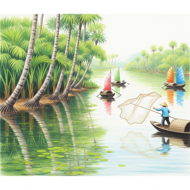 vẽ tranh làng quê đơn giản cho học sinh lớp 7 