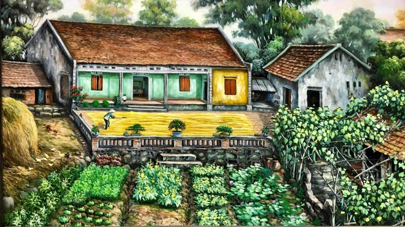 lớp 7 vẽ tranh phong cảnh làng quê bằng bút chì 