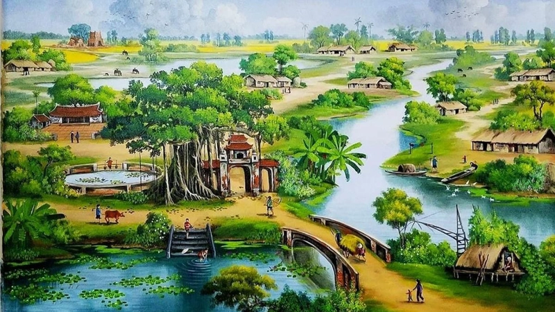 lớp 7 vẽ tranh phong cảnh làng quê cuối chiều 