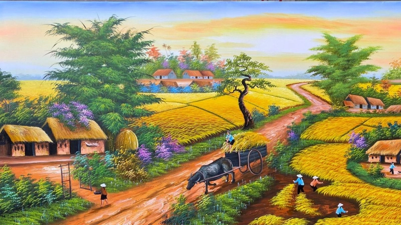 lớp 7 vẽ tranh phong cảnh làng quê dễ nhất 