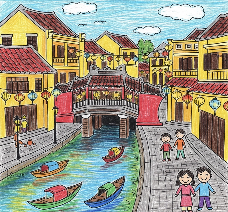 vẽ tranh phố cổ hội an cho học sinh