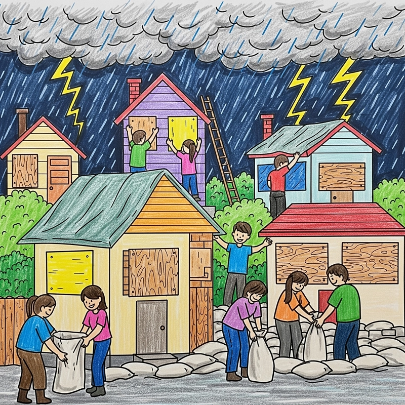 vẽ tranh phòng chống thiên tai cho thiếu nhi 