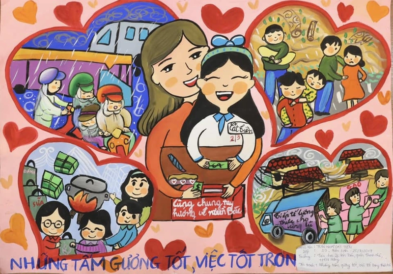 bài mẫu vẽ tranh phòng chống thiên tai lũ lụt 