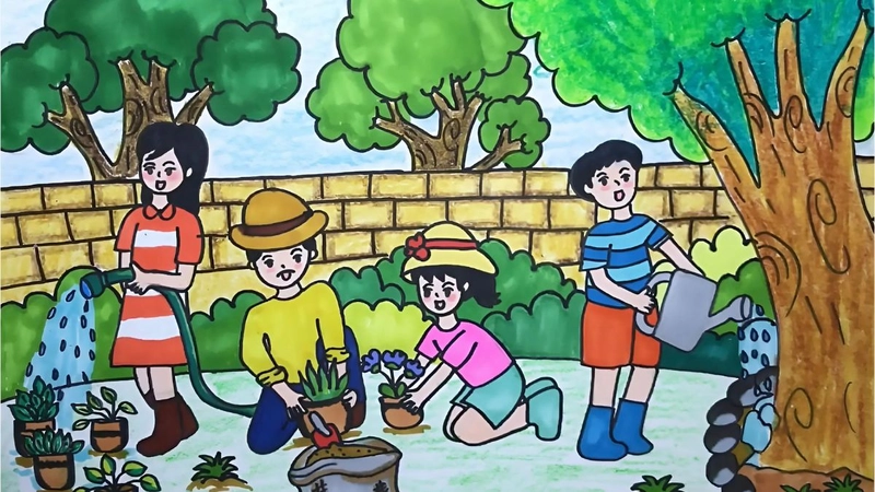 tranh vẽ sum họp gia đình dịp lễ 