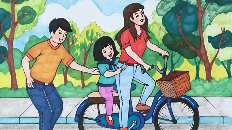 vẽ tranh sum họp gia đình đơn giản lớp 7 