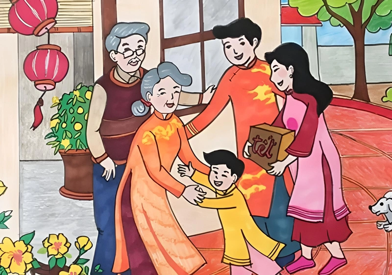 vẽ tranh sum họp gia đình lớp 7 cảm xúc