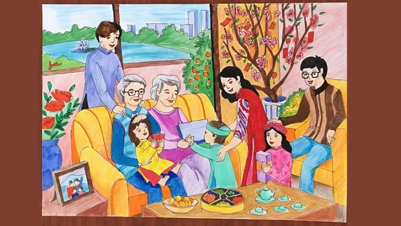 vẽ tranh sum họp gia đình đơn giản nhất dễ vẽ 