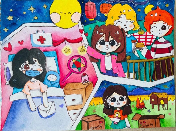 vẽ tranh tình yêu thương lớp 6